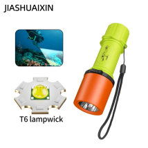 Torcia impermeabile a controllo magnetico, luce forte, ricaricabile, esterna, subacquea, immersioni notturne, emergenza, lampada LED T6