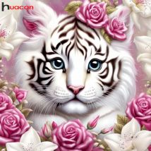 Huacan DIY Diamant Stickerei Tiger Bild von Strass Voll quadrat Runde Diamant Malerei Blume Rose Kunst Home Dekoration
