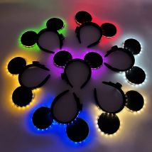 Luminous Glowing Headband LED Mickey Hairband Birthday Party Supplies Boy Girl Headwear Mouse Ears Hair Band Hair Accessories