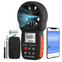 Anemometro Intelligente con Registrazione, Connessione e Controllo WiFi tramite App, Misuratore di Vento per Monitoraggio Velocità del Vento e Temperatura