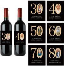 Customized Birthday 30 40 50 60 70th Face Photos Party wine bottle stickers, party wine beverage decoration stickers