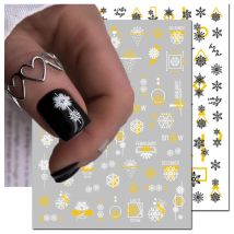 Nail Art Decals Winter Christmas Geometric Lines Snowflake Back Glue Nail Stickers Decoration For Nail Tips Beauty