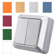 Silberner, an der Wand montierter Sprüh-Kunststoff-2-Gang-1-Wege-Wippschalter nach EU-Standard, flammhemmender Ein-/Aus-Knopf, Lichtschalter, klassisch