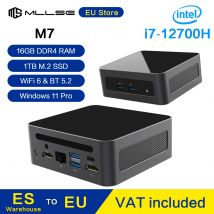 Mini PC Processore MLLSE M7 Intel Core i7-12700H 16 GB RAM SSD 1 a Wi-Fi 6 Bt 5.2 Win11 Pro Mini computer da tavolo