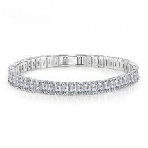 Luxus-Designer-Armband aus feinem Kristall in Silber für Damen, Modeschmuck, Verlobung, Hochzeit, Glamour, 18 cm
