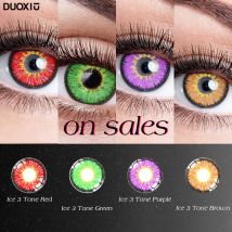 DUOXIU 2PCS Halloween Colorld Contact Lenses for Eye Green Contact Lenses Red Pupils Anime Lenses Cosplay Contacts Fast Shipping