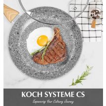 KOCH SYSTEME CS Antihaft-Bratpfanne mit Deckel, 30 cm graue Granit-Bratpfanne mit ungiftiger Antihaftbeschichtung, Induktionskompatibel
