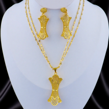 Dubai 24K vergoldete Halskette Ohrringe Schmuckset für Frauen African Indian Nigeria Braut Hochzeit Party Geschenk Zubehör