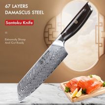 F. young 7 inch Santoku Messer 67 Schicht Damast stahl ultra scharfe Klinge Fleisch Gemüse profession elle japanische Küche Kochmesser