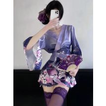 Lila Kimono sexy V-Ausschnitt Mini kleid Blume Traum Anime Strickjacke Kleidung Druck Kleid elegante Mode Frauen Tops pq1p