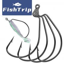 FishTtrip EWG-Haken zum Barschangeln, 25–100 Stück, versetzter Wurmhaken, Texas Rig-Haken, lebende Köder-Angelhaken für Süßwasser, Salzwasser