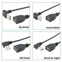 25 CM/50 CM/100 CM USB 2.0 A Maschio A Femmina 90 Cavo Adattatore di Estensione Angolato USB 2.0 Maschio A Femmina Destra/sinistra/giù/up Cavo Nero