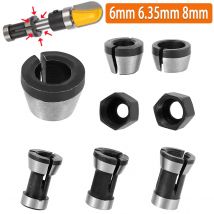 8Pcs Milling Cutter Collet Adapter 6/ 6.35/8mm Trimmer Collet Chuck Router Bit Accessories Tool for Engraving Machine