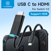 Hagibis Switch 2 Dock per Nintendo Switch/Switch2/OLED 4K@60Hz Cavo adattatore da USB C a HDMI Alimentatore PD da 100 W per laptop ROG