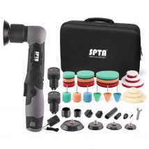 SPTA LD104 Cordless Mini Car Polisher Machine,RO/DA Mini Car Detailing Polisher Machine Set With 2pcs 2.0Ah Lithium Battery