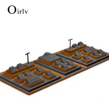 Oirlv Holz schmuck Displays grau Samt Ring Ohrring Halskette Display Stand Ohrring halter Massivholz Juwelier geschäft Display