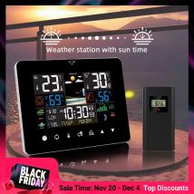 Wielofunkcyjna stacja pogodowa Budzik Termometr Higrometr Ekran dotykowy Bezprzewodowy czujnik Wschód słońca Zachód słońca Higrotermograf
