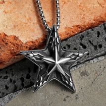 Star Men Necklaces With Pendant Simple Stainless Steel Jewelry For Male Women Trendy Punk Hip Hop Accessories Gifts Wholesale