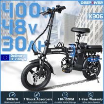 DEEPOWER K306 bicicleta eléctrica 400W 48V 30AH bicicleta eléctrica plegable 35 KM/H con cesta Mini bicicleta eléctrica para bicicleta ligera urbana