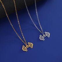 Skyrim Herzschlag Hantel Anhänger Halsketten Frauen Edelstahl Übung Sport Fitness Schmuck Hals Ketten Geburtstag Geschenk