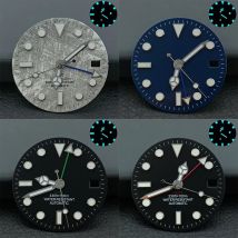 NH34/NH35 single calendar movement dial GMT 28.5mm black sterile watch dial blue-green luminous watch dial watch accessories
