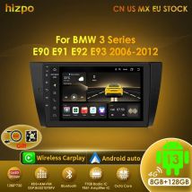 Hizpo Lettore radio multimediale per auto Android 13 per BMW Serie 3 E90 E91 E92 E93 2006-2012 Unità principale audio stereo di navigazione GPS