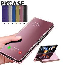PKCASE Smart Mirror Flip Handyhülle für Samsung Galaxy Z Fold 7 Z Fold 6 Z Fold 5 Z Fold 4 Z Fold 3 5G stoßfeste Lederhülle