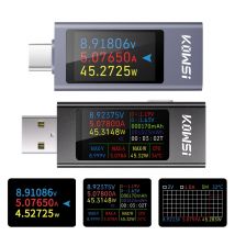 Spannungsmesser Strom Spannung Kapazität Batterietester USB/Typ-C Volt Stromdetektor Ladegerät Kapazitätstester Messgerät DC 4-30V