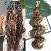 Body Wave Bulk Human Hair For Boho Braids Extensions Color 4 27 30 Bulk Human Hair For Braiding Knotless Double Drawn Bundles