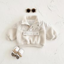 Wintermantel Mädchen Wollfleece Jacke Knöpfe Baby Stehkragen Tops Baby Jungen Warme Oberbekleidung Baumwollkleidung Kleinkind 0-3 Sie