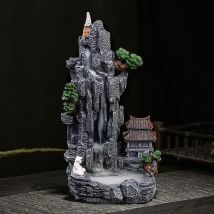 1pc Waterfall Backflow Incense Burner Zen Tea Room Decoration Micro landscape Incense Stick Holder Ashtray (Without Incense)