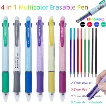 Kreatives 4-in-1 mehrfarbiges löschbares Gelschreiber-Kugelschreiber-Set, 4 Farben, 0,5 mm waschbarer Griff, magischer Nachfüllstab, Schreibwaren, Schreiben