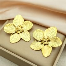 Mode Kirschblüten Blume Ohrringe für Frauen Mädchen Edelstahl Gold Farbe Elegante Party Hochzeit Piercing Ohrring Bolzen
