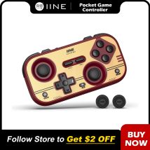 Controller tascabile rosso retrò INE - Joystick effetto Hall, frequenza di polling 1000 Hz, giroscopio a 6 assi, portatile per interruttore/PC/mobile