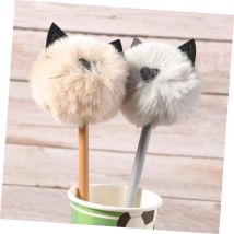 1pcs Black White Cat Cartoon Pen - Plush Ball Furry Neutral Pen, Cute Soft Pens for Daily Writing & Gifts