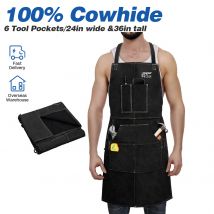 Grembiule da lavoro per saldatura in pelle ARCCAPTAIN Grembiuli per saldatura da fabbro in pelle bovina resistente al calore e al calore con 6 tasche per attrezzi per lavori di saldatura