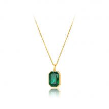Lokaer scintillante acciaio inossidabile geometrico quadrato cubic zirconia collana con pendente in cristallo gioielli per le donne N23076