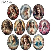 Neue Vintage Gemälde unsere Dame Jungfrau Mary 13x18mm/18x25mm/30x40mm ovale Foto Glas Cabochon Demo flache Rückseite machen Ergebnisse