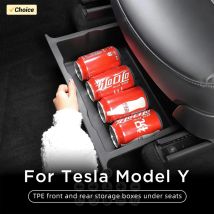 TPE-Aufbewahrungsbox unter dem Sitz für Tesla Model Y Juniper 2025, Mittelkonsolen-Organizer, Behälter vorne, Rücksitz, Tasche, Mülltablett, Zubehör
