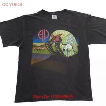 Remake Emerson Lake Palmer ELP Tarkus World Tour T Shirt colore nero TE8441 vintage lavato allungato moda streetwear