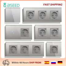 Bseed EU-Standard 1/2/3 Gang Licht-Touch-Schalter Home Wandschalter Graues Glas Sensorschalter Typ-C USB-Stromladebuchsen