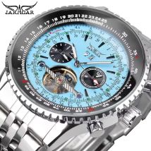 Jaragar Military Sports Automatic Watch for Men Multifunction Tourbillon Skeleton Mechanical Watches Luxury Steel Leather Strap
