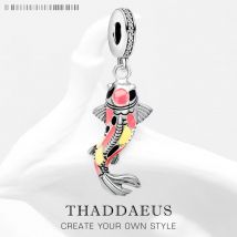 Colorful Koi Pendant 925 Sterling Silver Dangle Charm Women New Bohemia Lucky Fine Jewelry