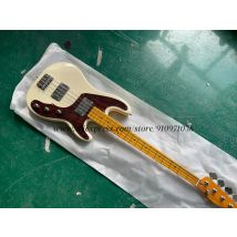 Cream bass, 4 string bass, fixed bridge, large iron shell pickup, solid wood body, maple neck, red tortoise shell guard
