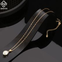 Rinntin Vintage 14 Karat Gold Natur perle Anhänger Halskette S925 Silber Perle Choker Kette Schmuck am Hals Anhänger Kragen GPN24