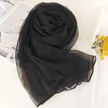 Bysifa | neue schwarze 170 Seide Schal Hijab elegante lange Hals Schals Schals Frühling Herbst Marke Zubehör Kopftuch Umhang *