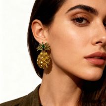 Hot Summer Fruit Sweet Glass Drop Dangle Earring For Women Boho Pineapple Statement Earrings Wedding Jewelry Accessories