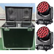 Flightcase + 2PCS LED Beam Wash Big Bees Eyes 19x40W RGBW Zoom Illuminazione a testa mobile con apertura a LED DJ Disco Stage
