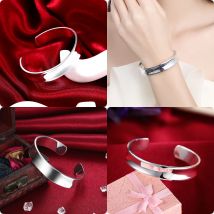 925 sterling silver Beautiful cuff  Bangles bracelets for women men Fashion Party Wedding Accessories Jewelry Christmas Gifts