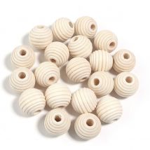 20-50pcs/lot 13 16 20mm Natural Round Wooden Beads Bulk Spiral Loose Ball Wood Beads For DIY Jewelry Making Findings Accessories